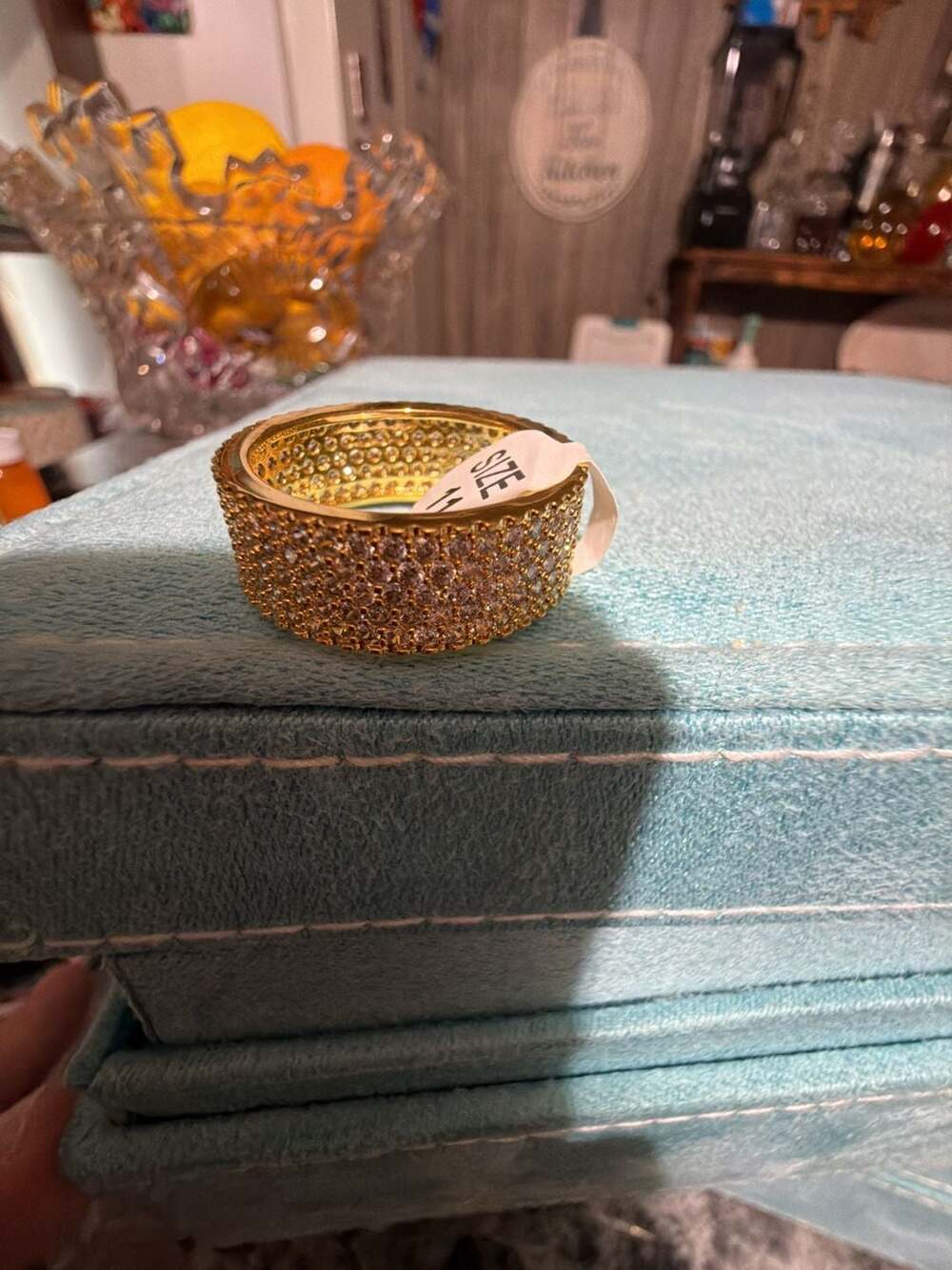 Men's Yellow Gold Plated Hip Hop Iced Honeycomb Eternity Band Ring Size 11